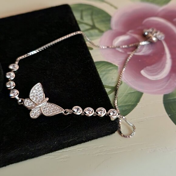 Bella Luce Butterfly Bracelet Rhodium Over Silver - Picture 4 of 7